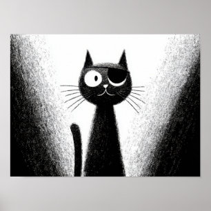 Pirate Kat – Schattige Minimalistische Katten Kuns Poster