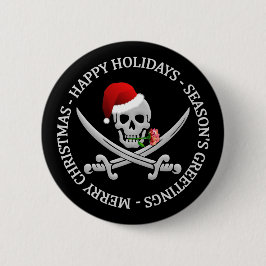 Pirate kerstknop ronde button 5,7 cm