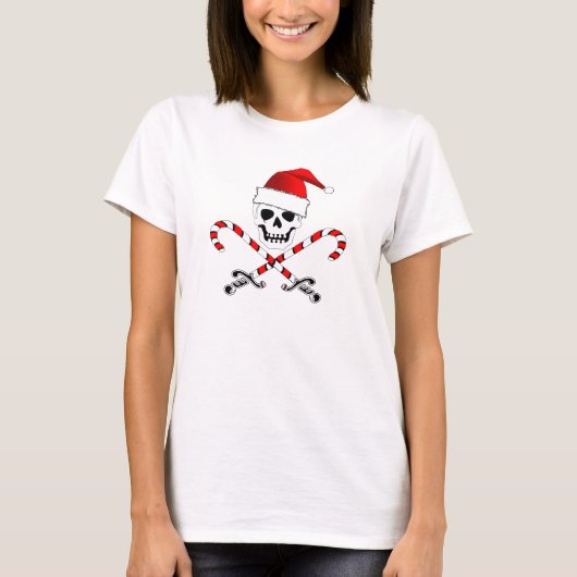 Pirate Kerstmis Jolly Roger T-Shirt (Voorkant)