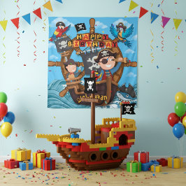 Pirate Kids Birthday Backdrop Banner Wandkleed