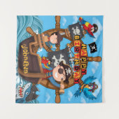 Pirate Kids Birthday Backdrop Banner Wandkleed (Voorkant (horizontaal))