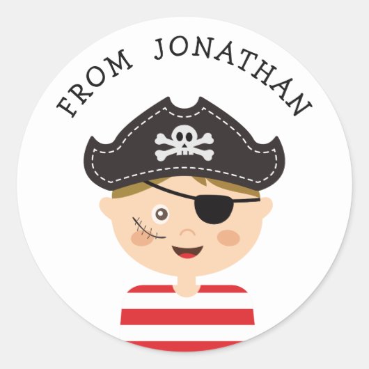 Pirate Kids Birthday Party Favor | Boy Adventure Ronde Sticker (Voorkant)