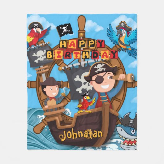Pirate Kids Birthday Party Gift Fleece Deken (Voorkant)