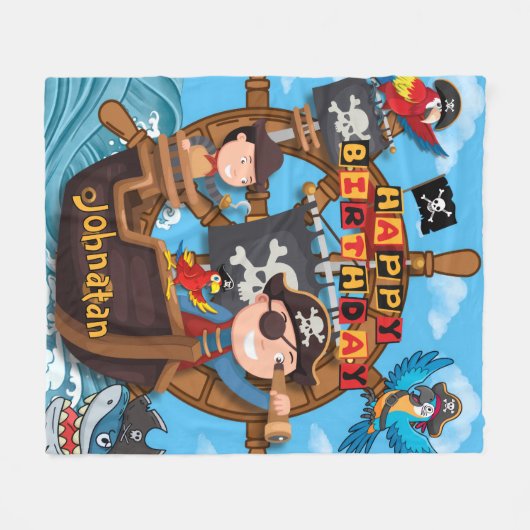 Pirate Kids Birthday  Party Gift Fleece Deken (Voorkant (Horizontaal))