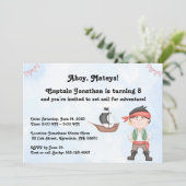 Pirate Kids Verjaardag op Blue Invitation Kaart (Staand voorkant)