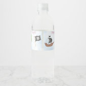 Pirate Kids Verjaardag op Blue Waterfles Etiket (Achterkant)