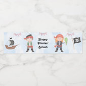 Pirate Kids Verjaardag op Blue Waterfles Etiket (Enkel label)
