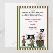 Pirate kids verjaardagsfeestje uitnodiging-bruine kaart (Voorkant / Achterkant)