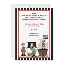 Pirate kids verjaardagsfeestje uitnodiging-zwarte 