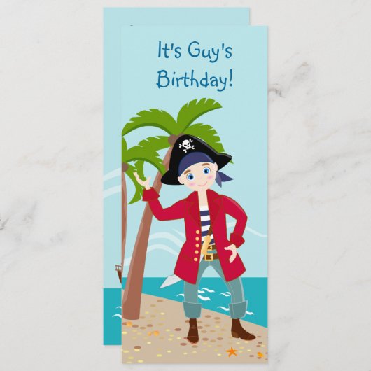 Pirate kind verjaardagsfeest kaart (Voorkant / Achterkant)