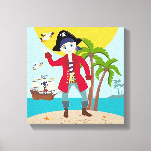 Pirate kind verjaardagsfeestje canvas afdruk (Voorkant)