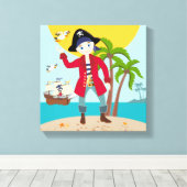 Pirate kind verjaardagsfeestje canvas afdruk (Insitu (Houten vloer))