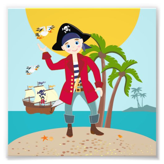 Pirate kind verjaardagsfeestje foto afdruk (Voorkant)