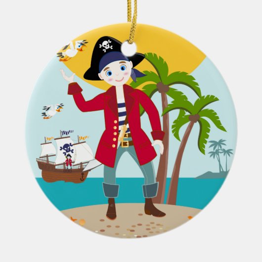 Pirate kind verjaardagsfeestje keramisch ornament (Voorkant)
