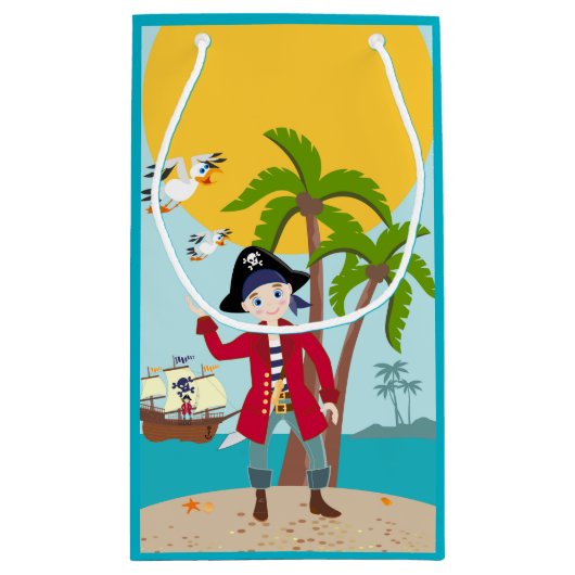 Pirate kind verjaardagsfeestje klein cadeauzakje (Achterkant)