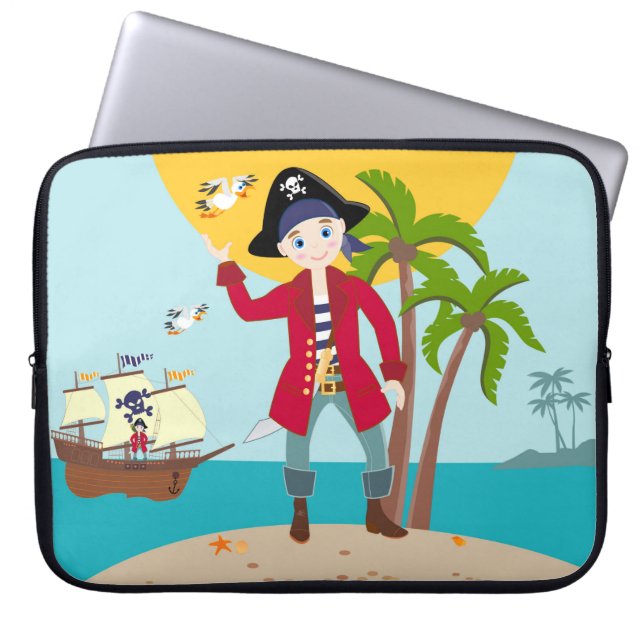 Pirate kind verjaardagsfeestje laptop sleeve (Voorkant)