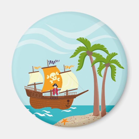 Pirate kind verjaardagsfeestje magneet (Voorkant)