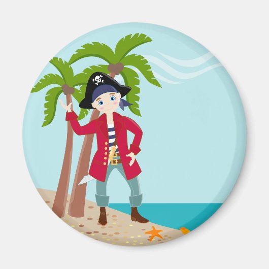 Pirate kind verjaardagsfeestje magneet (Voorkant)