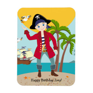 Pirate kind verjaardagsfeestje magneet