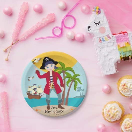 Pirate kind verjaardagsfeestje papieren bordje (Feest)