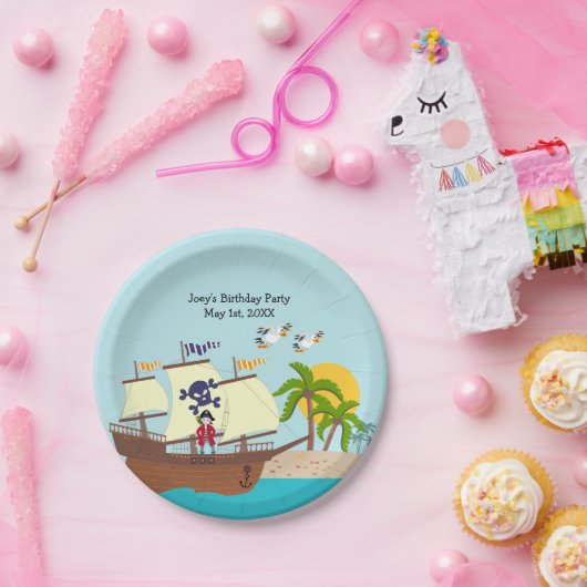 Pirate kind verjaardagsfeestje papieren bordje (Feest)