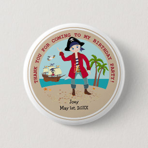 Pirate kind verjaardagsfeestje ronde button 5,7 cm