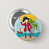 Pirate kind verjaardagsfeestje ronde button 5,7 cm (Voorkant /achterkant)