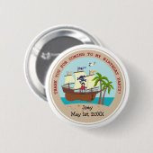 Pirate kind verjaardagsfeestje ronde button 5,7 cm (Voorkant /achterkant)