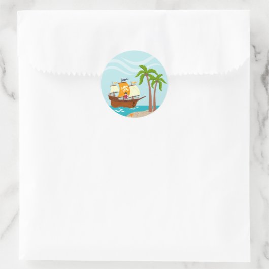 Pirate kind verjaardagsfeestje ronde sticker (Tas)