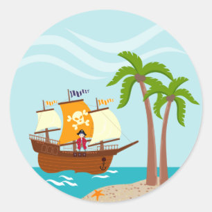 Pirate kind verjaardagsfeestje ronde sticker