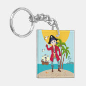 Pirate kind verjaardagsfeestje sleutelhanger (Voorkant Links)