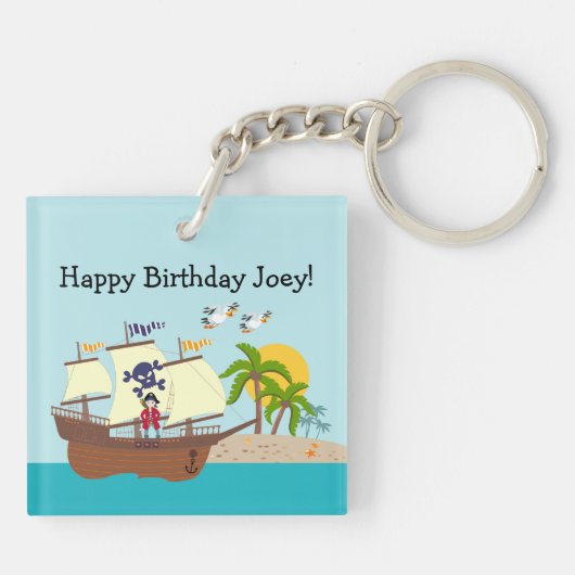 Pirate kind verjaardagsfeestje sleutelhanger (Achterkant)