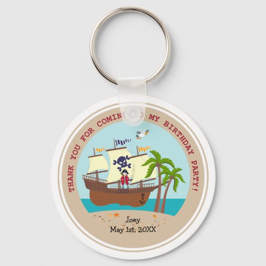 Pirate kind verjaardagsfeestje sleutelhanger (Voorkant)