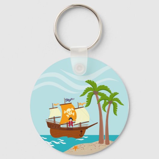 Pirate kind verjaardagsfeestje sleutelhanger (Voorkant)