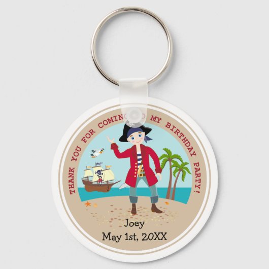Pirate kind verjaardagsfeestje sleutelhanger (Voorkant)