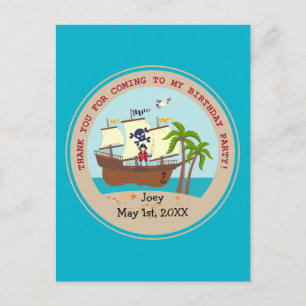 Pirate kind verjaardagsfeestje uitnodiging briefkaart
