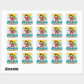 Pirate kind verjaardagsfeestje vierkante sticker (Vel)