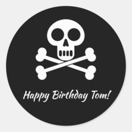 Pirate Kinder schedel en Crossbones Verjaardag Ronde Sticker