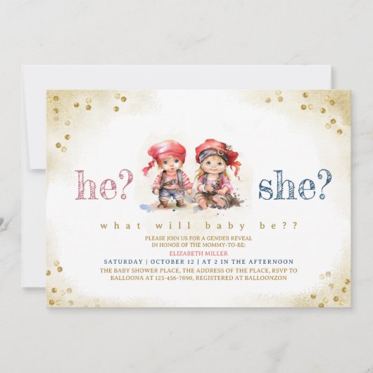 Pirate Kinderen die hij of zij seksueel Baby showe Kaart (Voorkant)