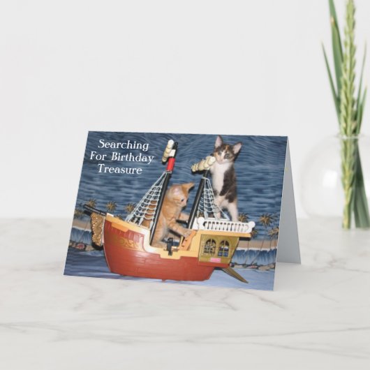 Pirate Kittens Gepersonaliseerde Verjaardag Kaart (Voorkant)