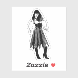 Pirate Lady Fantasy, originele nautische kunst Sticker