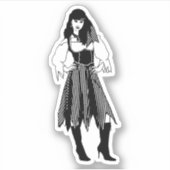  Pirate Lady Fantasy, originele nautische kunst Sticker (Voorkant)