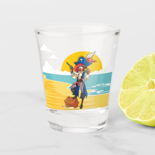 Pirate lady Treasure shot glass Glas (Voorkant)