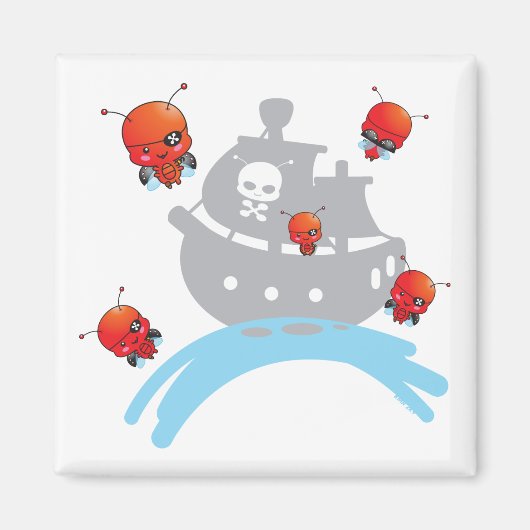 Pirate Ladybugs Magnet (Voorkant)