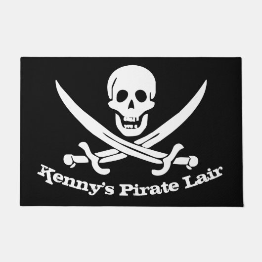 Pirate Lair Personalized Skull and Cutlasses Deurmat (Voorkant)