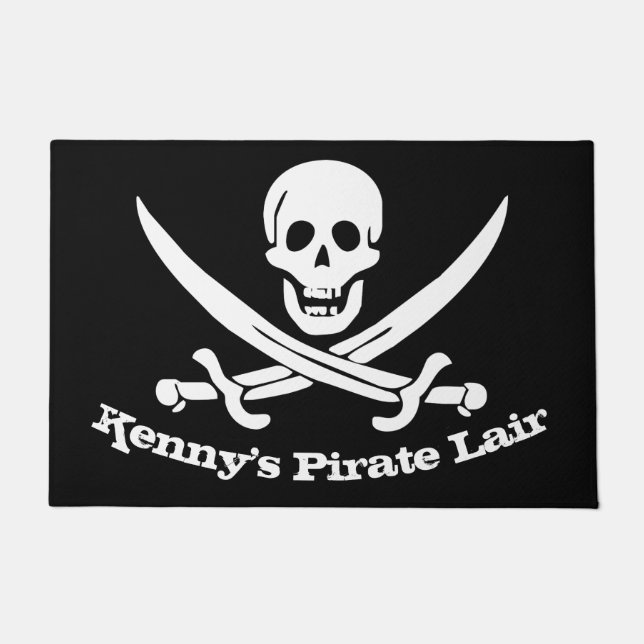 Pirate Lair Personalized Skull and Cutlasses Deurmat (Voorkant)