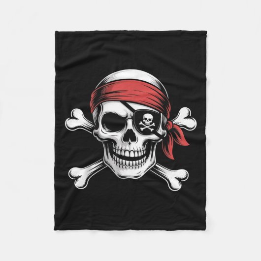 Pirate Lazy Skull Bandana Halloween Kostuum Mannen Fleece Deken (Voorkant)