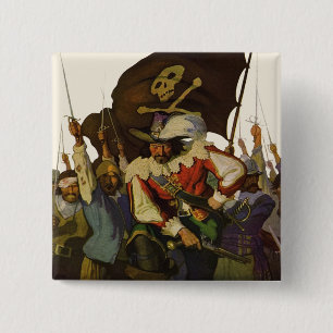  Pirate Life 1921 illustratie Vierkante Button 5,1 Cm