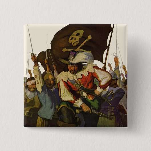 Pirate Life 1921 illustratie Vierkante Button 5,1 Cm (Voorkant)