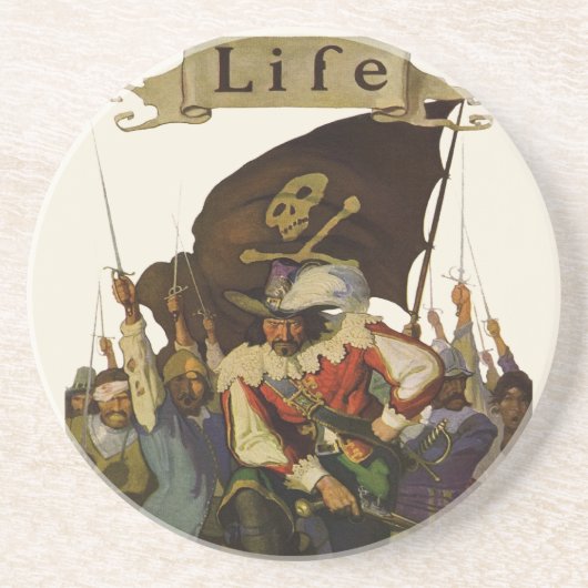 Pirate Life 1921 illustratie Zandsteen Onderzetter (Voorkant)